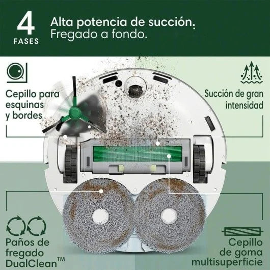 Aspirador Robô com Mopa iRobot Roomba Plus 405 Combo Com Esvaziamento Automatico Navegação LiDAR 70x Potência de Sucção