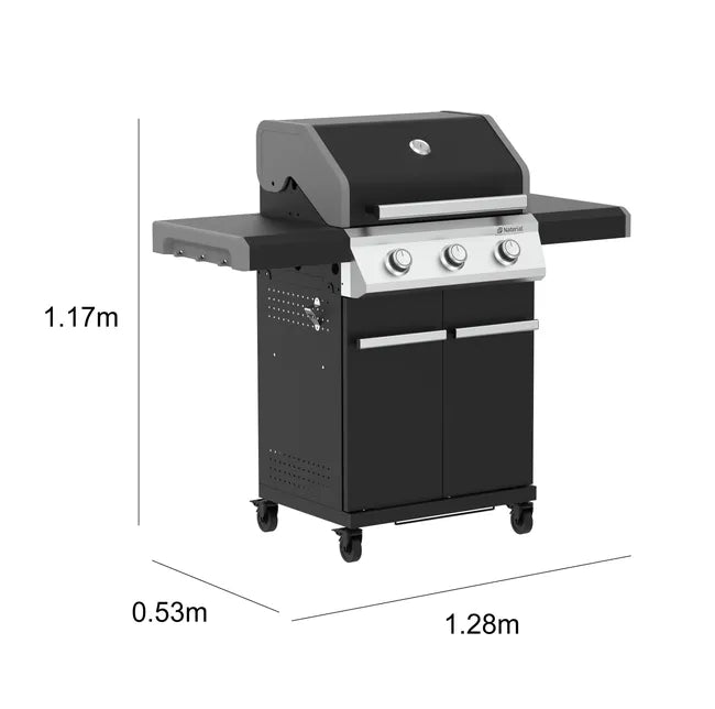 Barbecue a gás com 3 queimadores 128x53x115 cm Naterial Kenton II