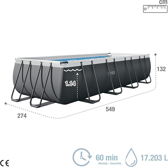 INTEX 55220 - Piscina Desmontável Retangular Ultra XTR Frame 549x274x132 + depuradora