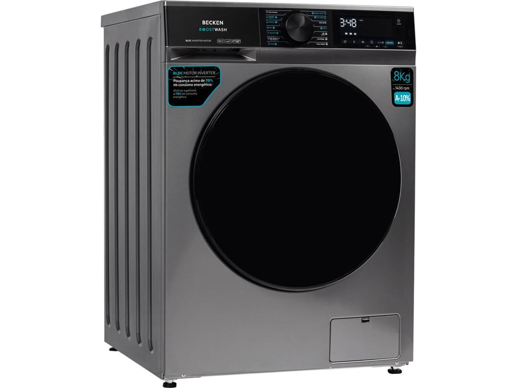 Máquina de Lavar Roupa BECKEN Boostwash BWM8812N (8 kg - 1400 rpm - Inox)