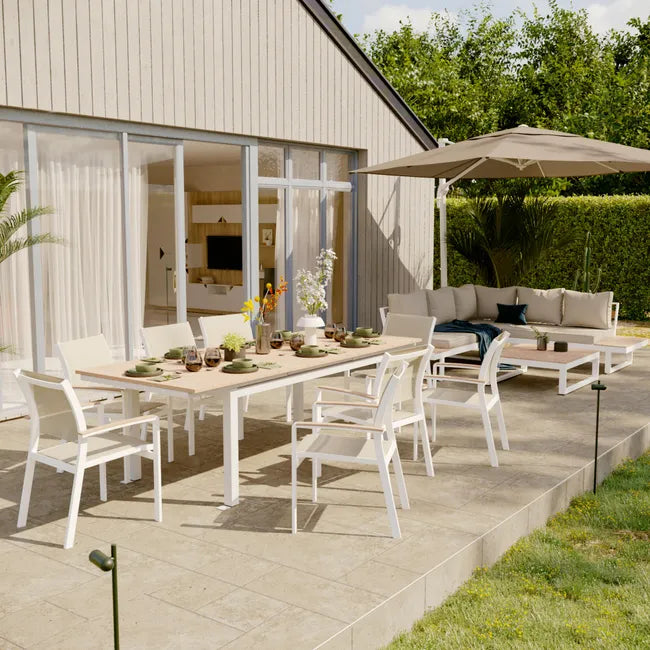 Mesa extensível madeira sintética e alumínio 156220X90 cm branco Naterial Clara