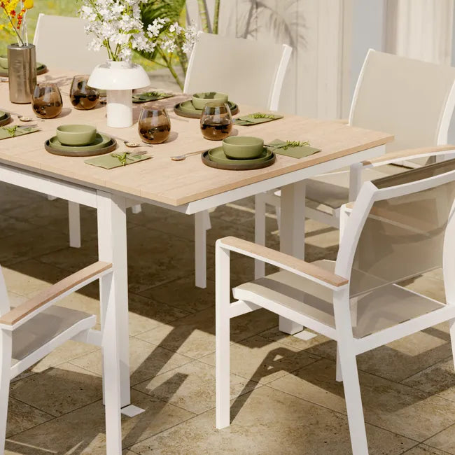Mesa extensível madeira sintética e alumínio 156220X90 cm branco Naterial Clara