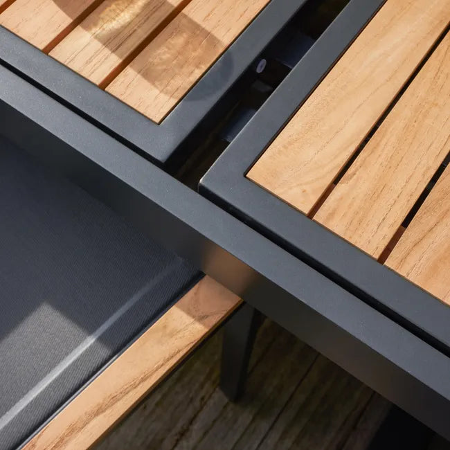Mesa extensível madeira teca e alumínio 200320X100 cm cinza esc Naterial Persea