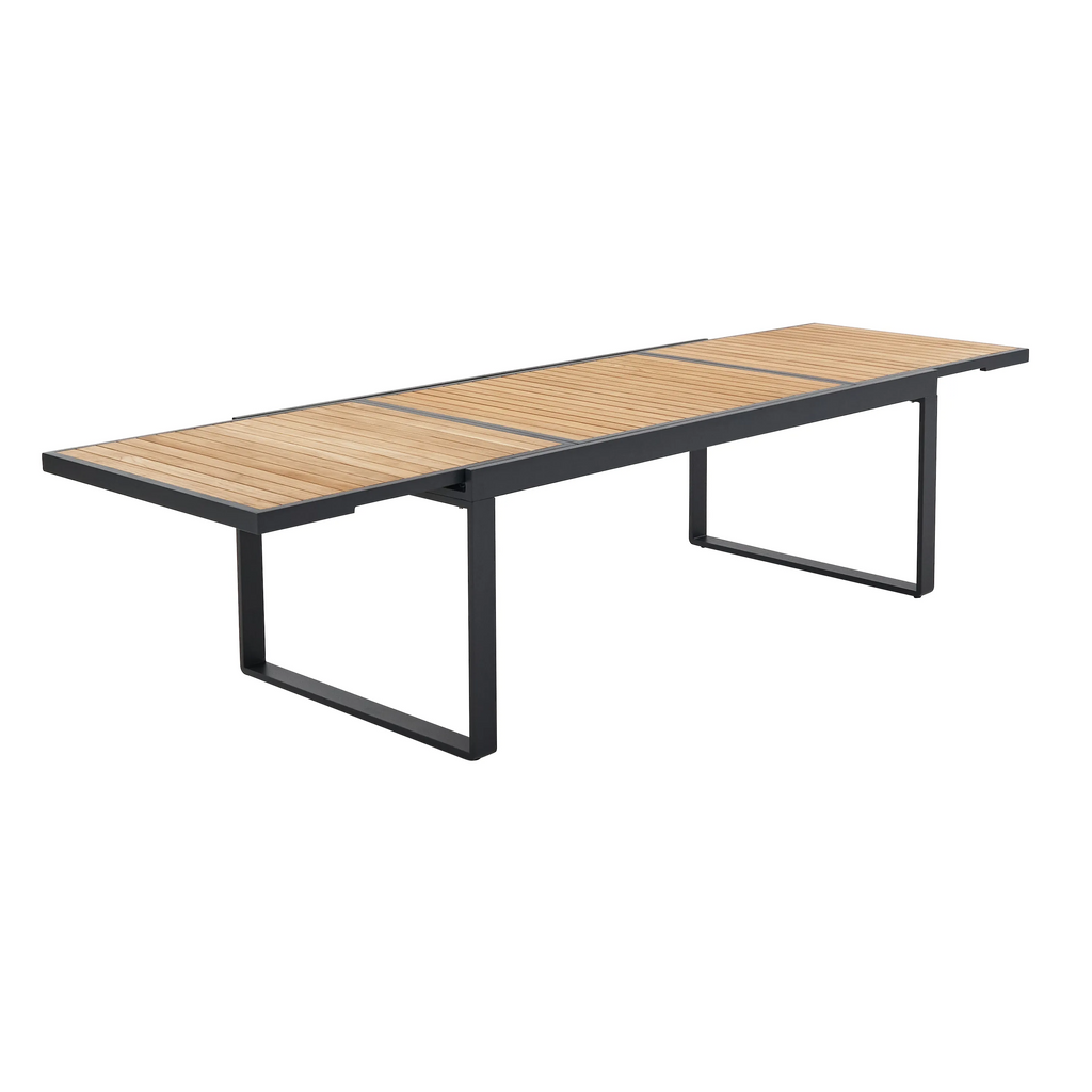 Mesa extensível madeira teca e alumínio 200320X100 cm cinza esc Naterial Persea