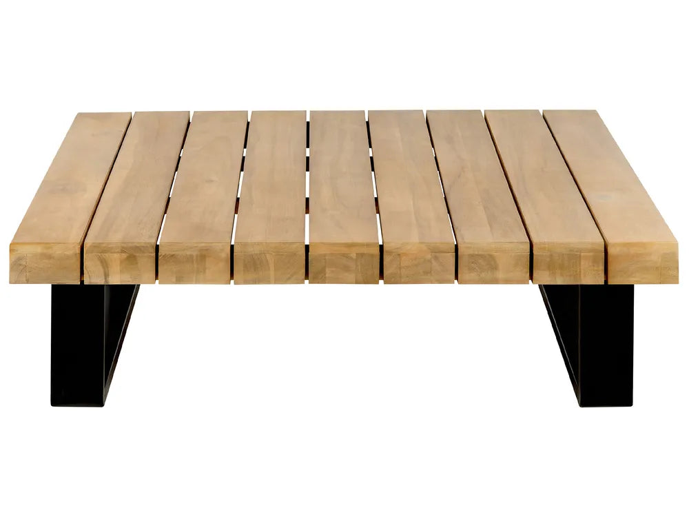Sofá de jardim de canto com mesa 5 lugares MYKONOS à direita Madeira de Acácia certificada Branco creme