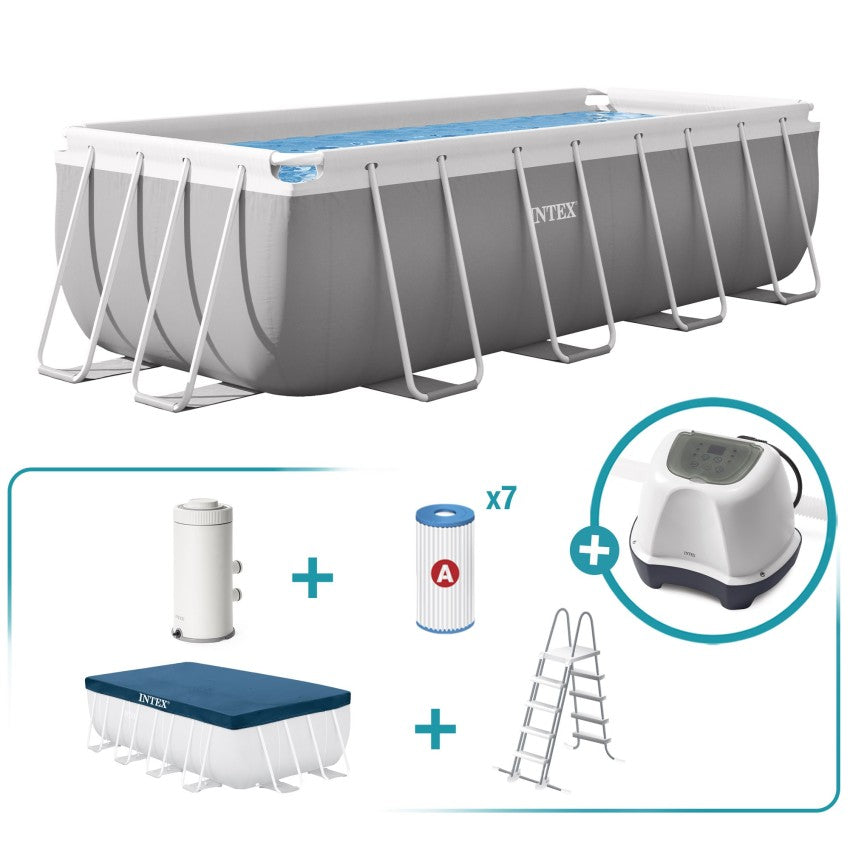 Pack Piscina desmontável retangular Prism Frame de 4 metros com 5 acessórios