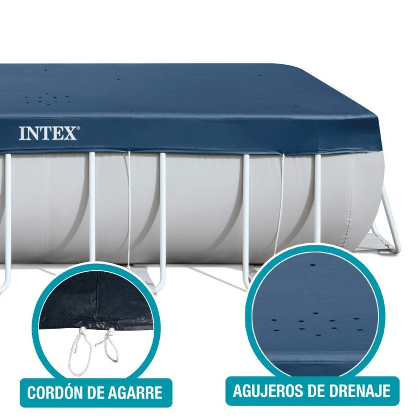 Pack Piscina desmontável retangular Prism Frame de 4 metros com 5 acessórios